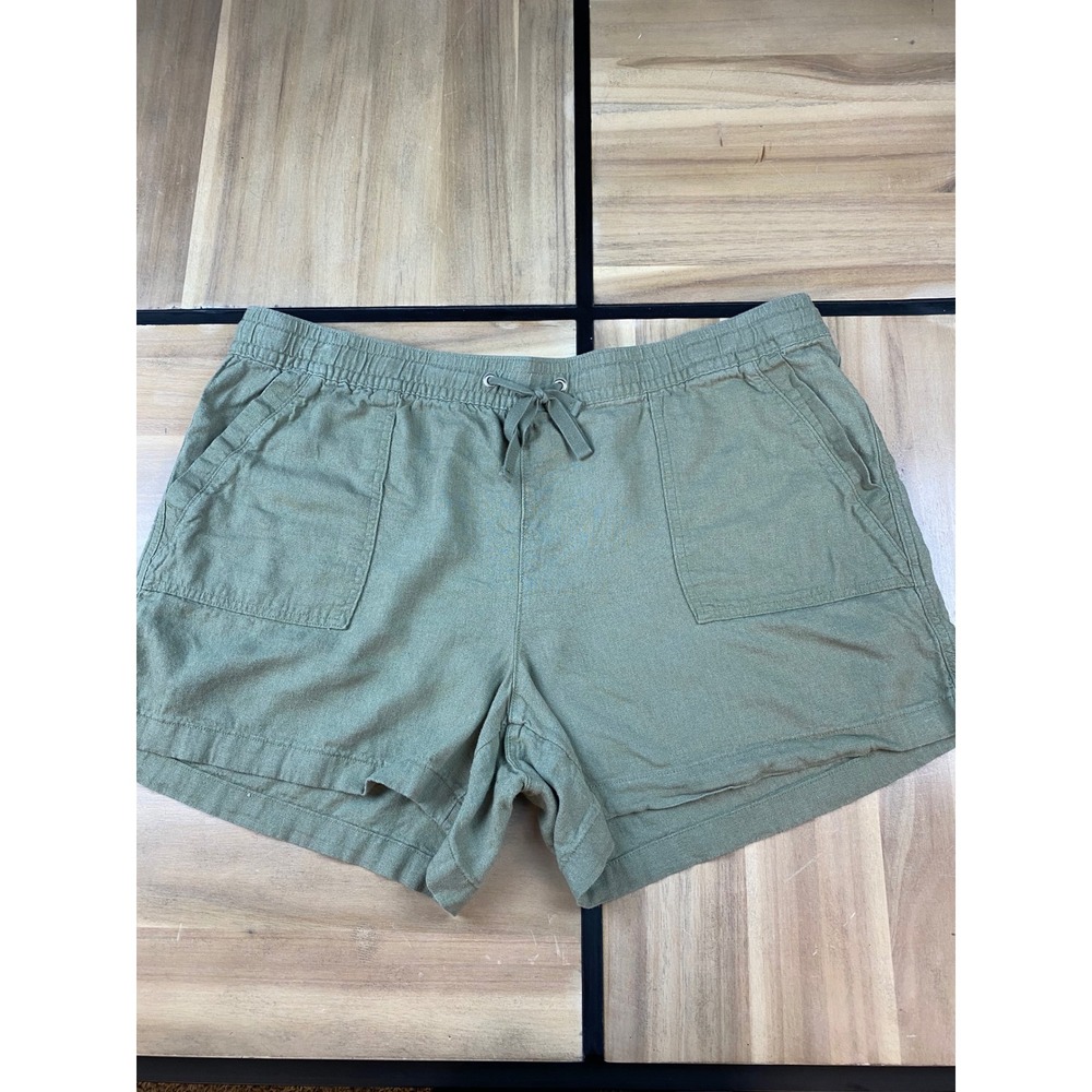 Nautica Womens XXL Olive Green Linen Blend Pull On Drawstring Shorts 1504504